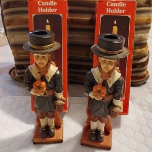 Thanksgiving Vintage Pilgrim Candle Holders (WINDSOR COLLECTION)